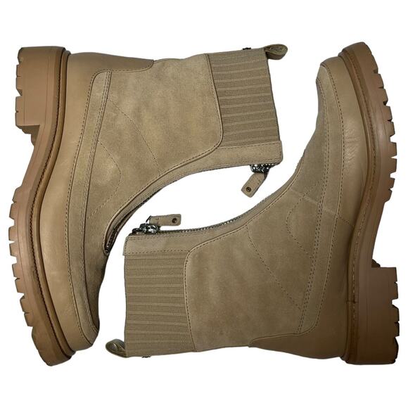 Sam Edelman Boots Womens 8 Leone Leather Chunky Mid Calf Combat Shoes Tan - Picture 10 of 16